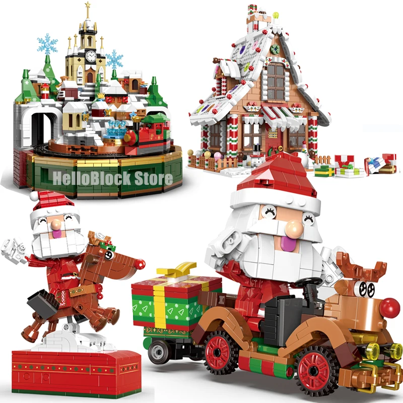 Idee Carillon di Babbo Natale Building Block Castello di musica di Natale Mattoni Modello Esperto creativo Kit di giocattoli per bambini Regalo di Natale