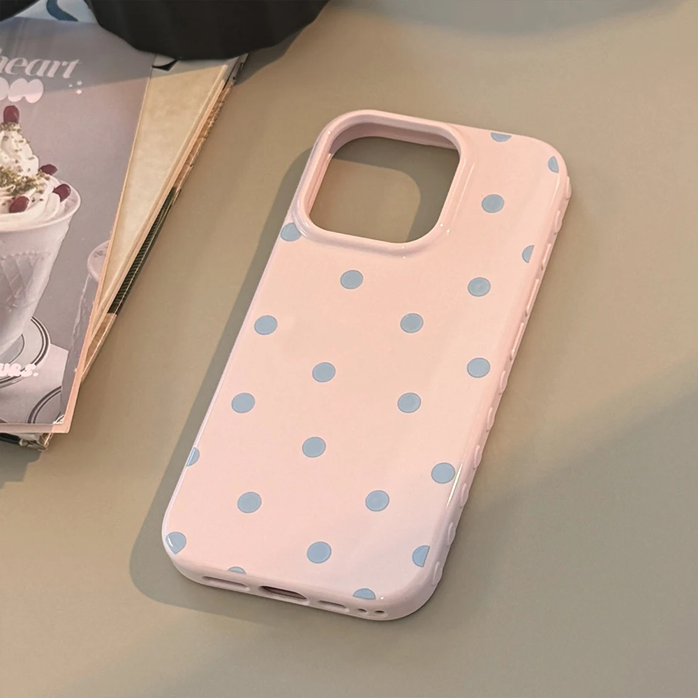 INS Niedliche Polka Dot Weiche Handyhülle für iPhone 14 16 15 17 18 Pro Max Koreanische Candy Pink Handy Schutzhülle Rückseite – Detail 20
