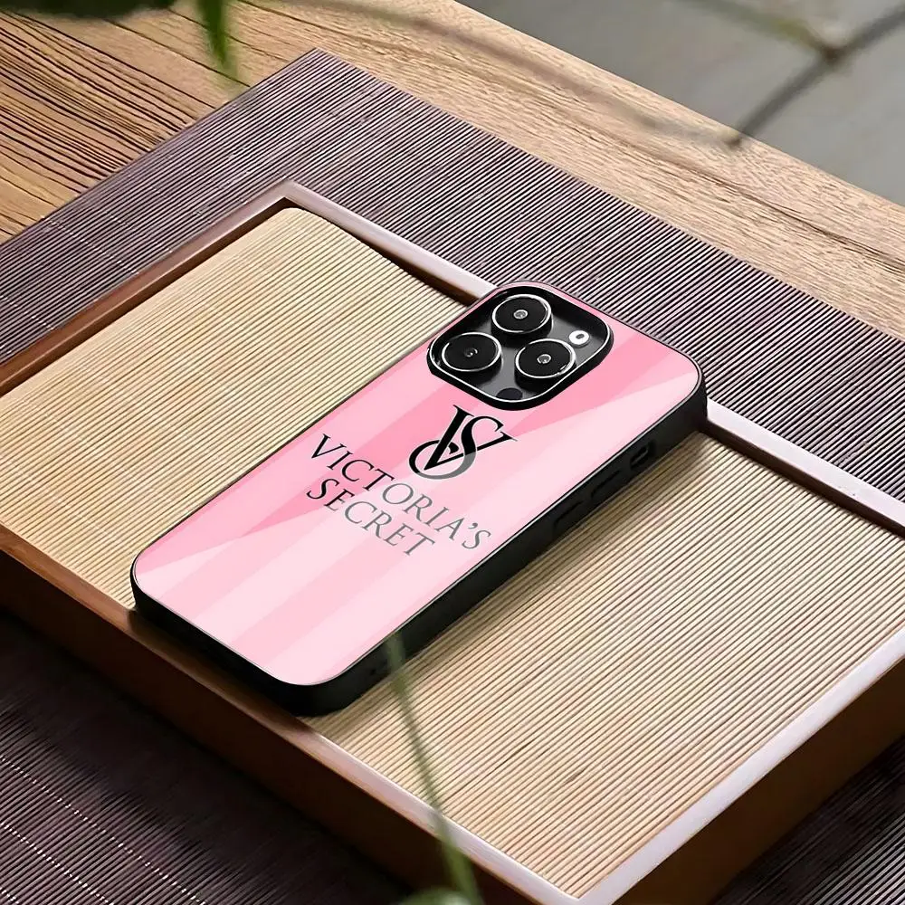 Роскошный чехол V-Victoria S-Secret VS Pink для iPhone 16 15 17 14 11 12 13 Pro Max 8 7 6 Plus X SE XR, жесткий силиконовый (PC+TPU)