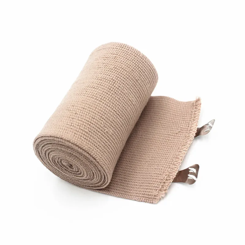 5Rolls Brown Color Medical High Elastic Bandage With Clip Training Boxing Sports Basketball Emergency Bandage For Ankle Knee Arm