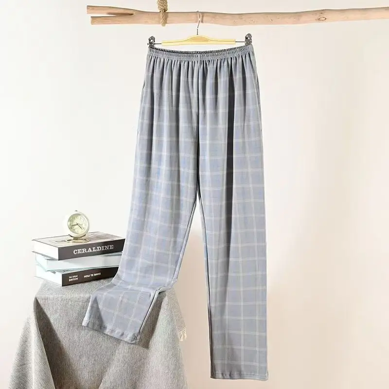 

Новые мужские пижамные штаны, тонкие весенне-осенние повседневные длинные брюки, свободный крой для молодых мужчин, большой размер, удобные домашние брюки, брюки для сна