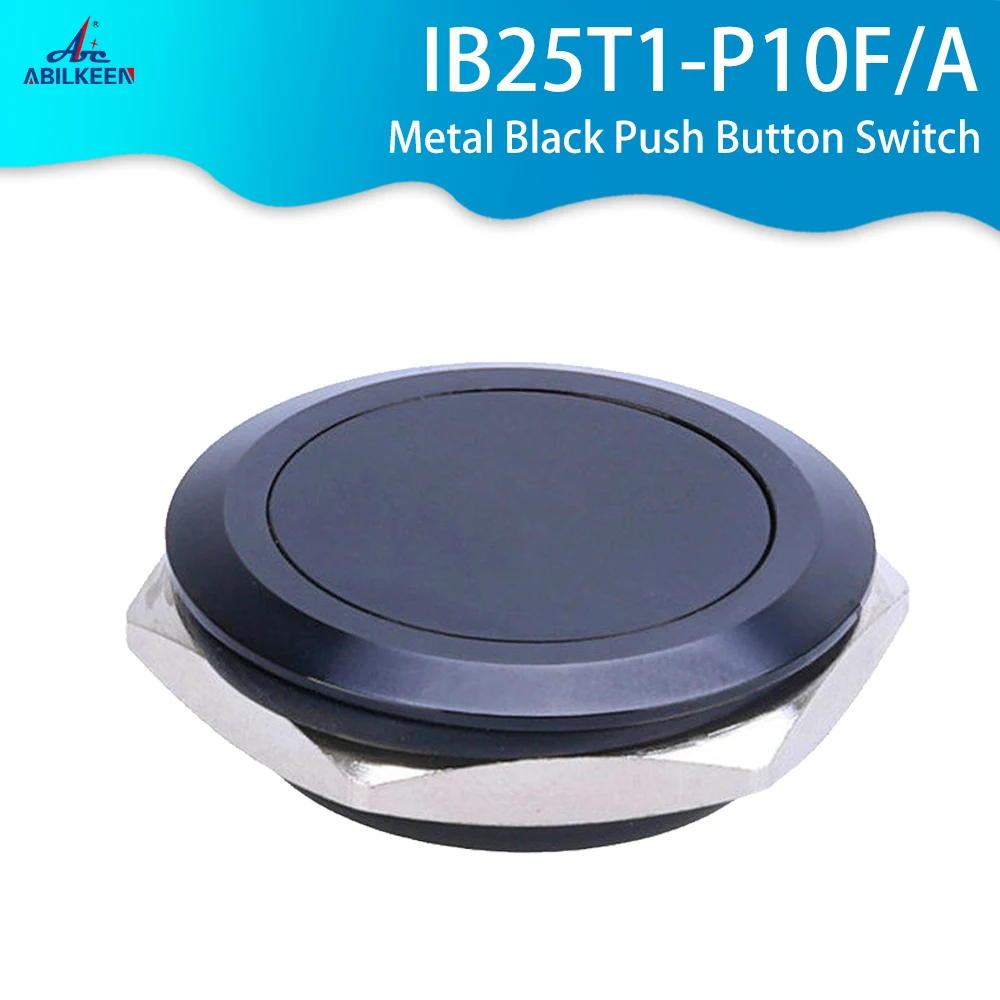 22/25/30MM Waterproof IP67 Flat Head  Momentary Super Short Metal Black  Push Button Switch