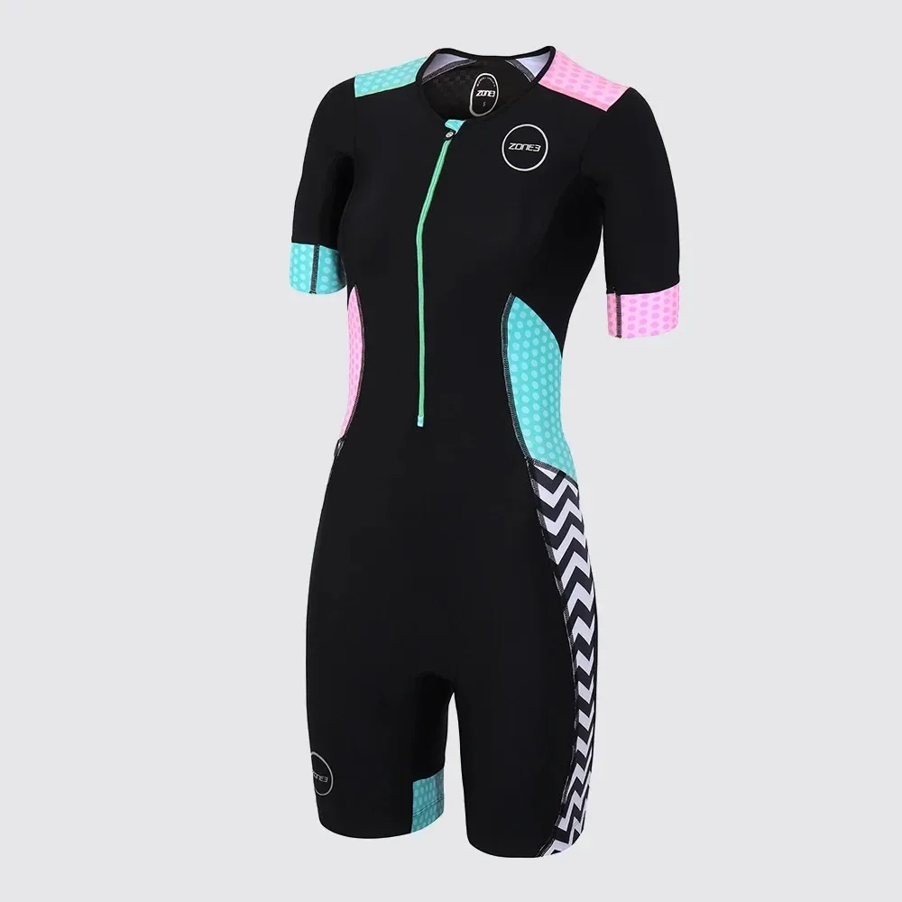 Zone3 Women‘s Short Sleeve Skinsuit Cycling Jersey Maillot Ciclismo Summer New MTB Jumpsuit Cycling Suit Triathlon Run Clothing