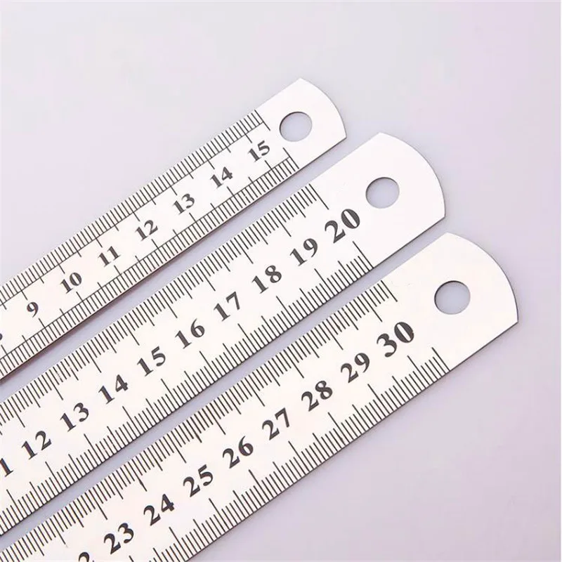 15 20 30cm Stainless Steel Straight Ruler Double Side Scale Measuring Ruler Tool for Teachers Students Stationery Sewing Fathers