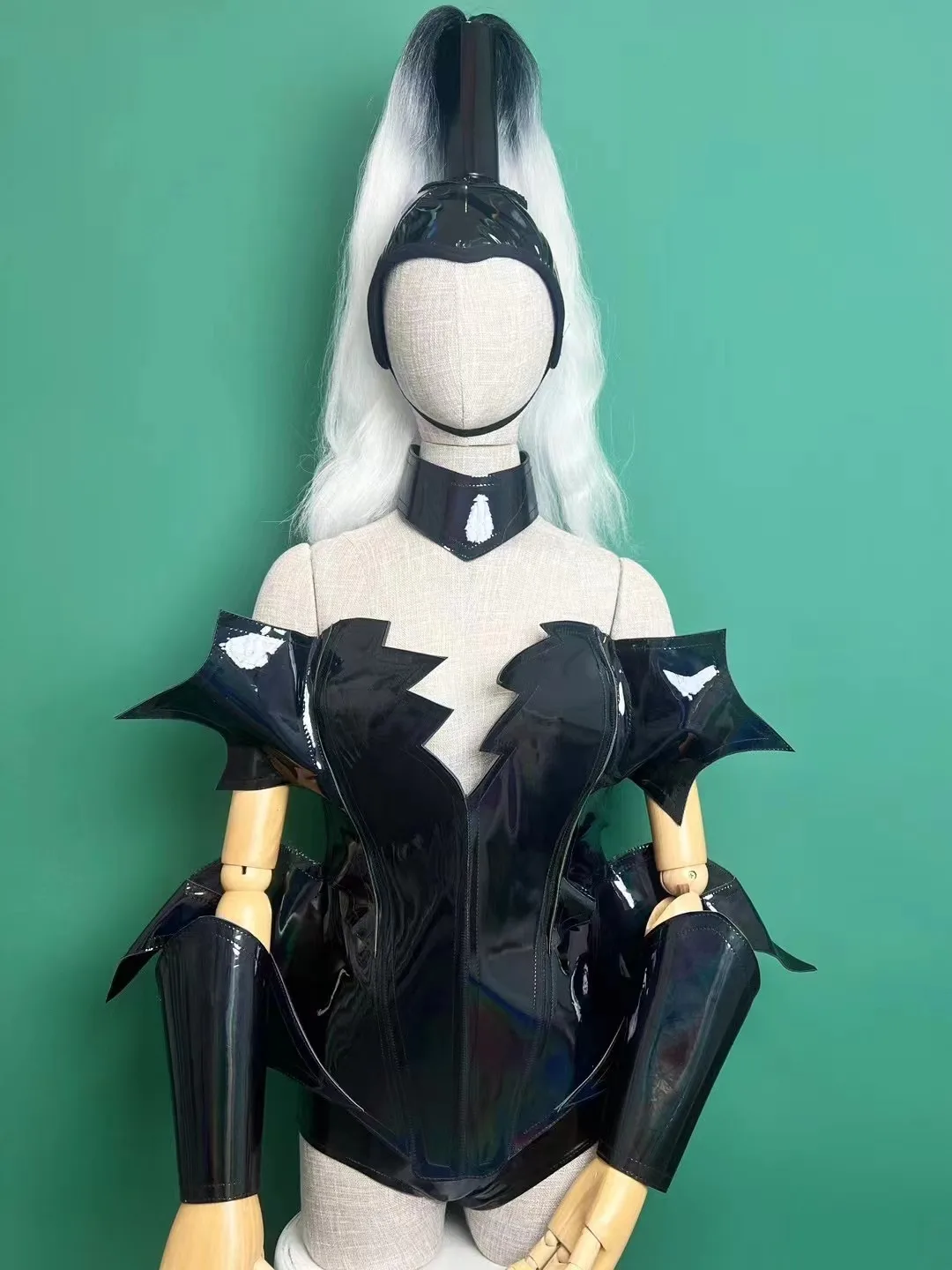 

Black knight Hat patent leather Halloween Evening Party dresses drag costume gogo sexy festival show Birthday Special Ocassion