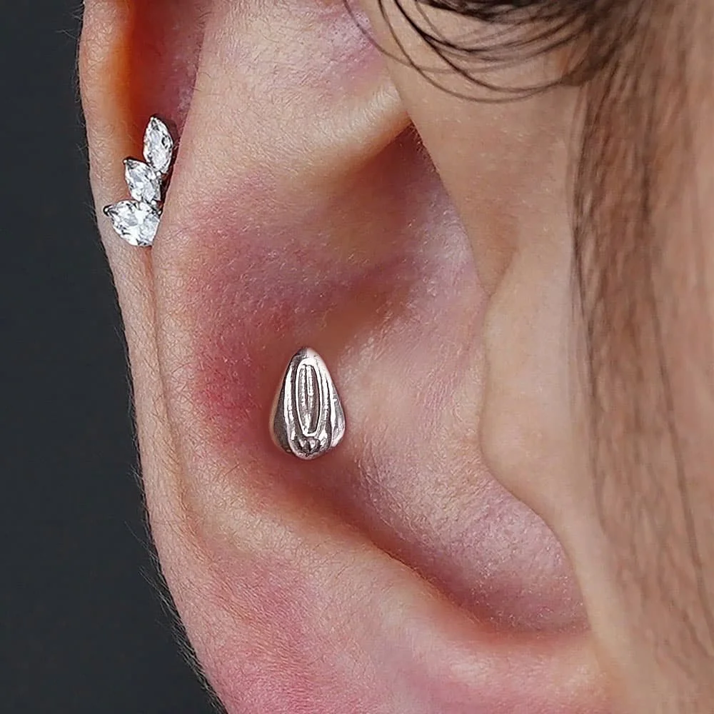 Twolobes 1 Stück ASTM F136 Titan Tropfenförmiger Labret-Piercing Innengewinde Flacher Rücken Ohrstecker Helix-Ohrring Schmuck 18G 16G – Detail 9