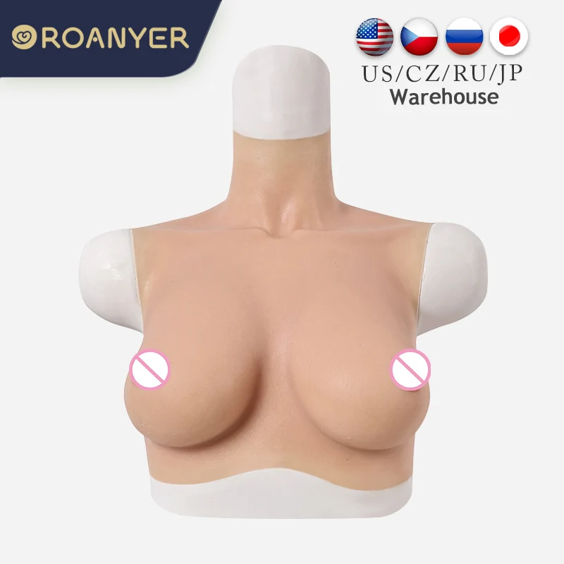 ROANYER Transgender Silicone Breast Forms For Crossdresser C Cup East West Shape Fake Boobs Shemale Male Crossdressing
