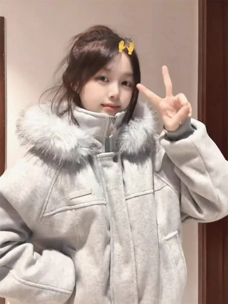 

ay Hooded Cotton Jaet Men Women Sle Winter Warm Woolen Stand Collar ort Coat Korean Loose Fit Online Exclusive