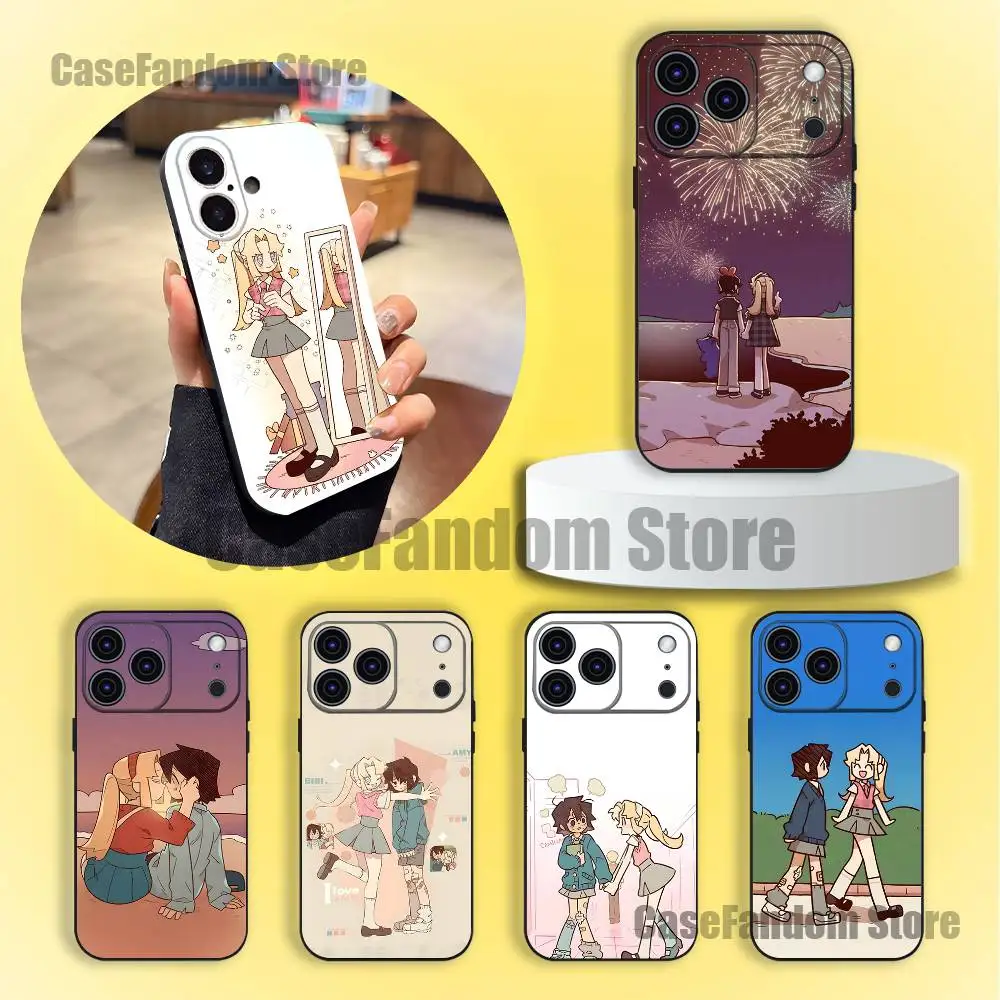 

I Love A-AMY x BIBI Anime Black Soft Cover Phone Case For iPhone 17,16,15,14,13,12,11,Pro,Max,Plus