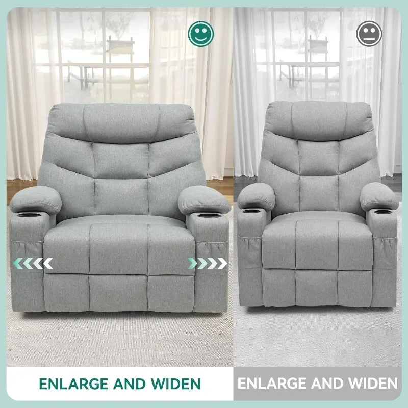 Extra Large Recliner, Suitable for Tall Elderly People, with Heating and Massage Functions