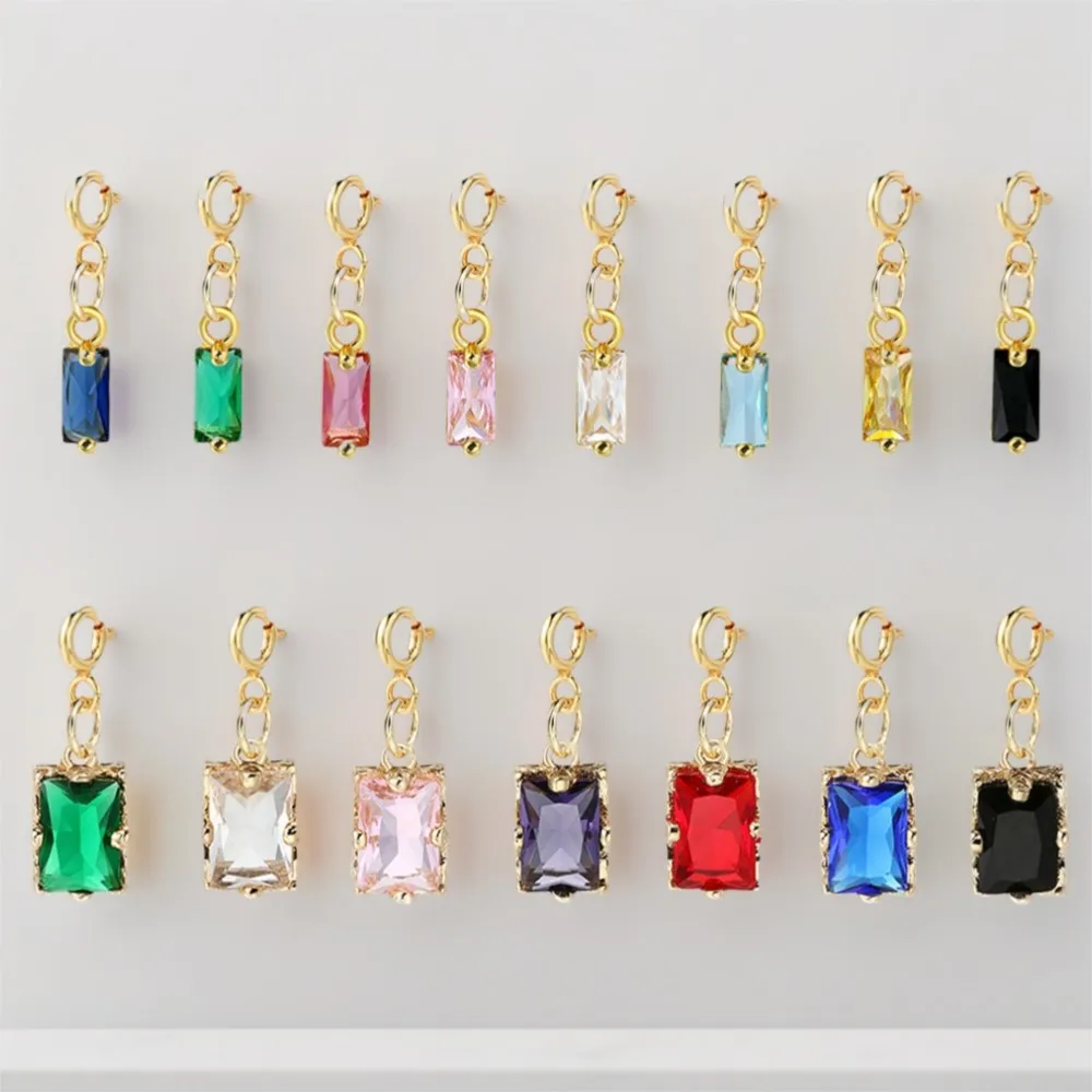 Multicolor Cubic Zircon Pendant Charm unisex geometry Brithday Stone Stainless Steel Jewelry DIY Making Necklace Accessories