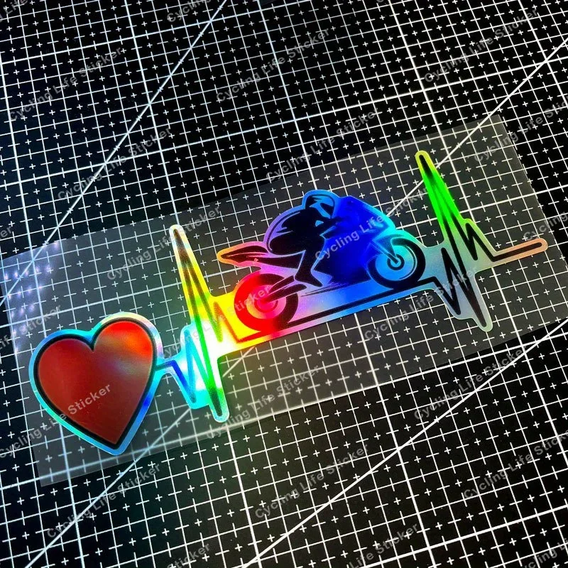1 Stück cooler Motorrad-Herzschlag-Aufkleber – einzigartiges Moto-Themen-Design für die Personalisierung von Gegenständen – wasserdicht und langlebig