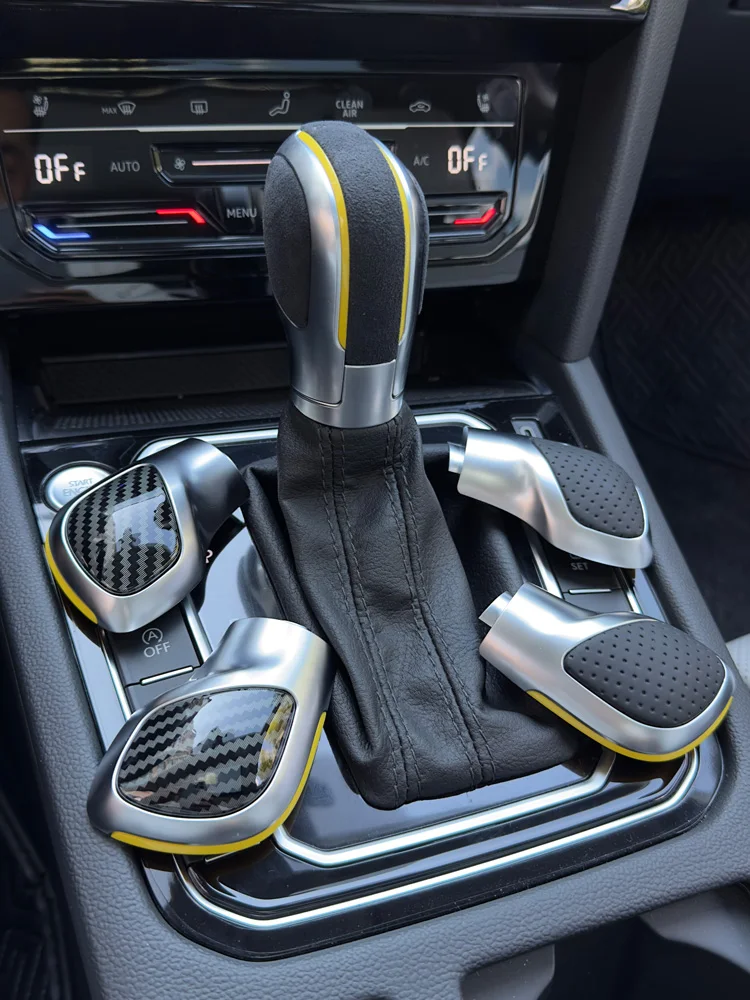 Chrom Matt mit Wildleder-Schaltknauf-Seitenabdeckung DSG-Emblem für VW Golf 6 7 R GTI Passat B7 B8 CC R20 Jetta MK6 GLI – Detail 5