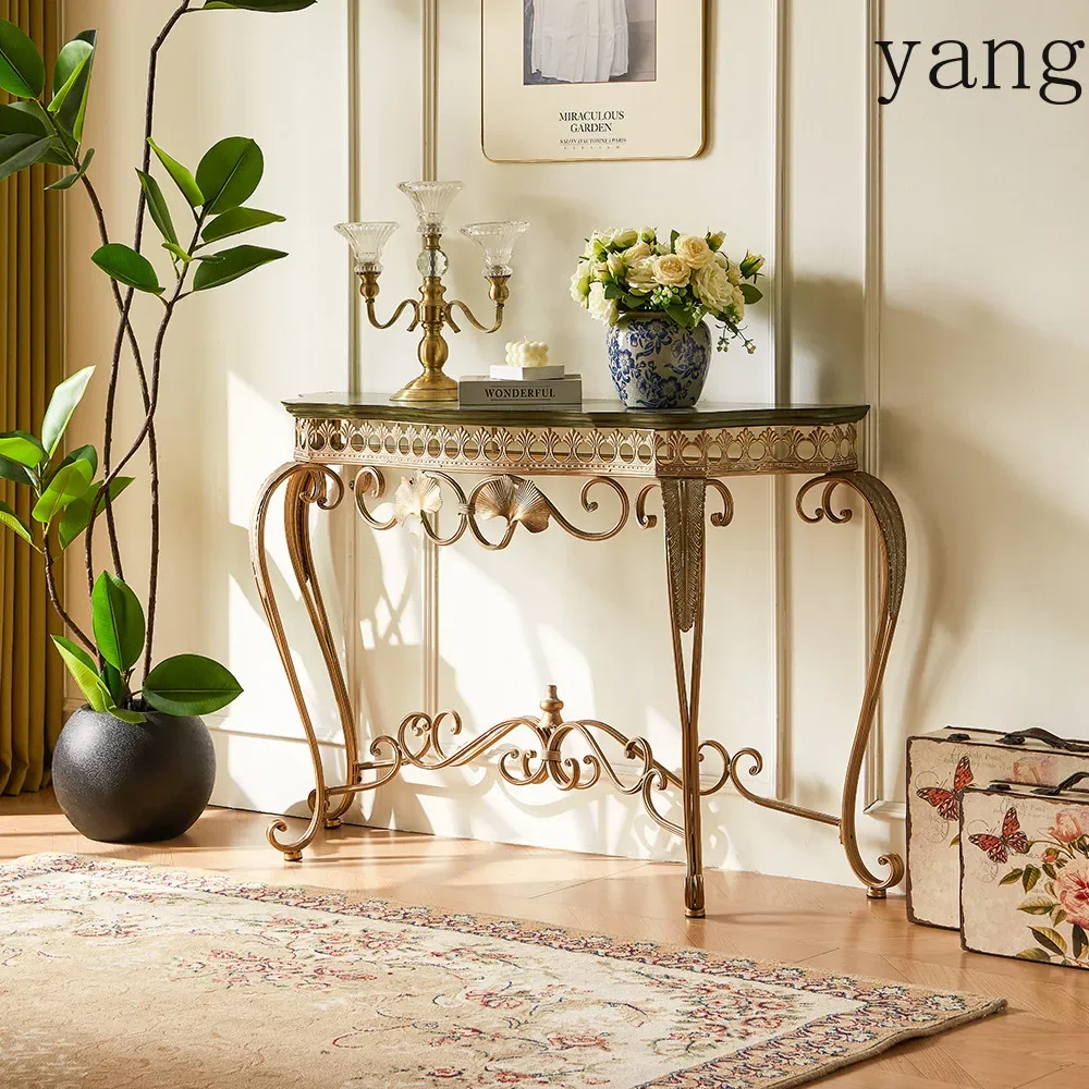 LMM3 retro entrance table entry semi-round entrance table French rural strip curved art table
