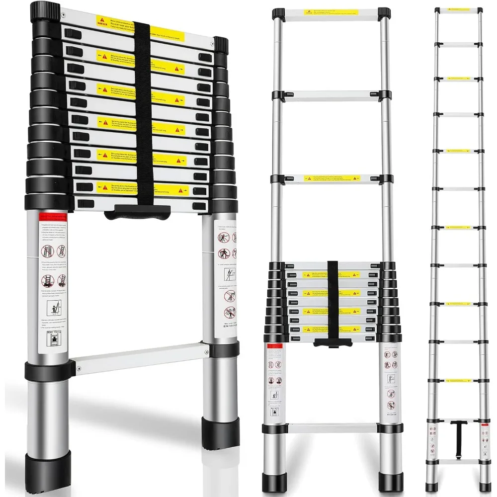 

Telescoping Ladder 12.5FT, Telescopic Extension Ladder, Aluminum Alloy Folding Ladder Portable Multi-Purpose for Indoor Outdoor