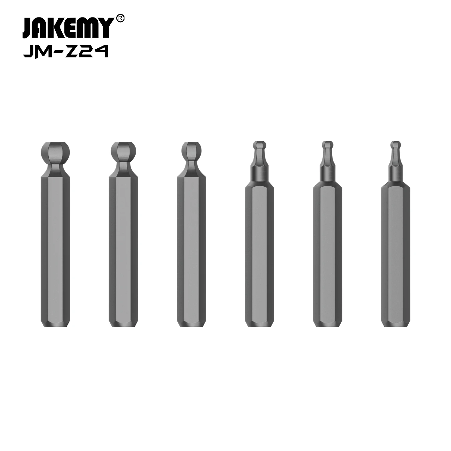 JAKEMY 6PCS HEX BALL BIT Chrome Finished Torx Screw Head Steel Handle for DIY & Industrial Use