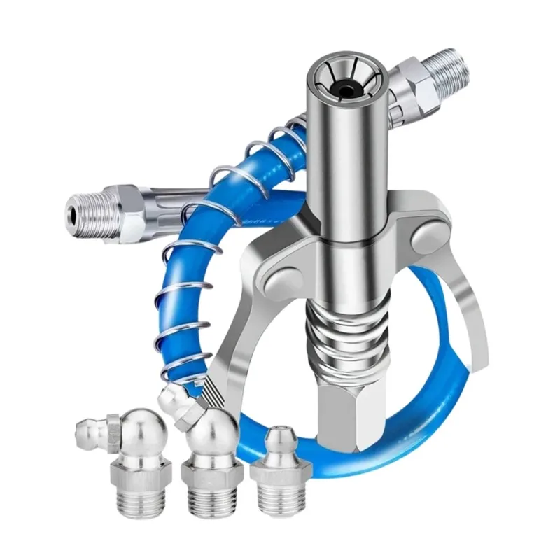 

A25F-Grease Gun Nozzle With Flexible Hose And Three Grease Fittings - Stainless Steel,30Mm Length, Ideal For Automotive And I