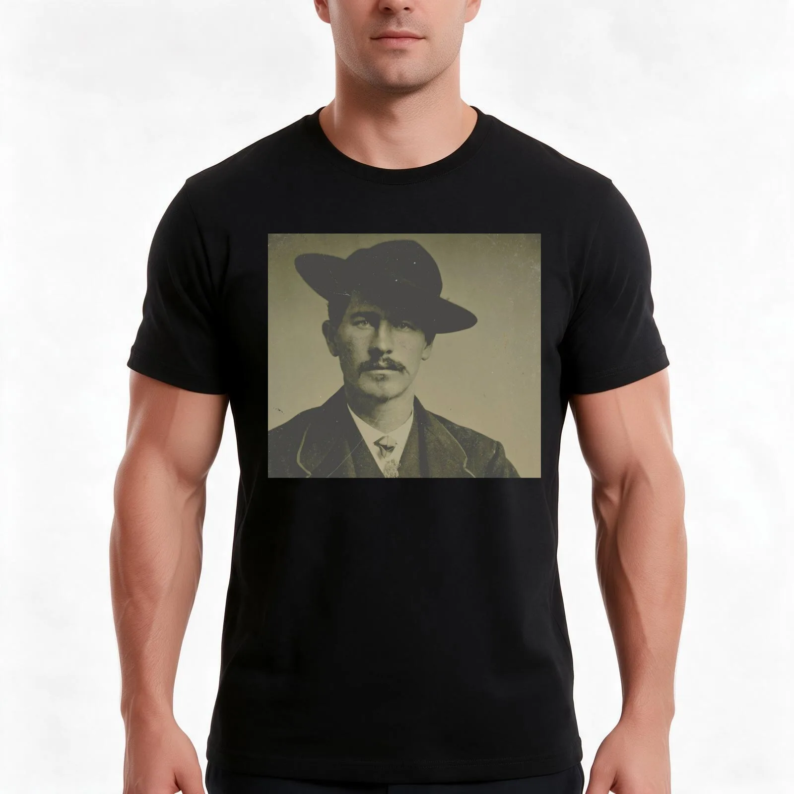 Gambler Wyatt Earp T-Shirt, Summer Casual Cotton Tee, Oversized Streetwear Tops, Vintage Graphic Print, Loose Fit Short Sleeve
