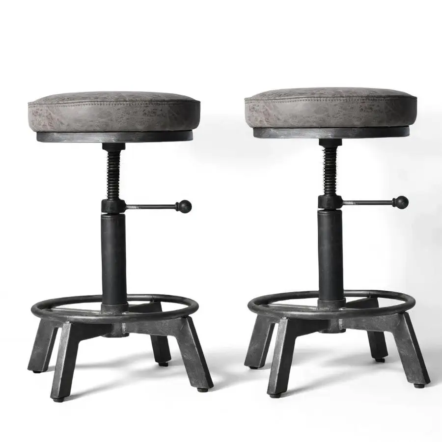 

из 2 поворотных барных стульев из искусственной кожи в индустриальном стиле, 1724 дюйма, регулируемый по высоте кухонный стул, дополнительный стул для гостей