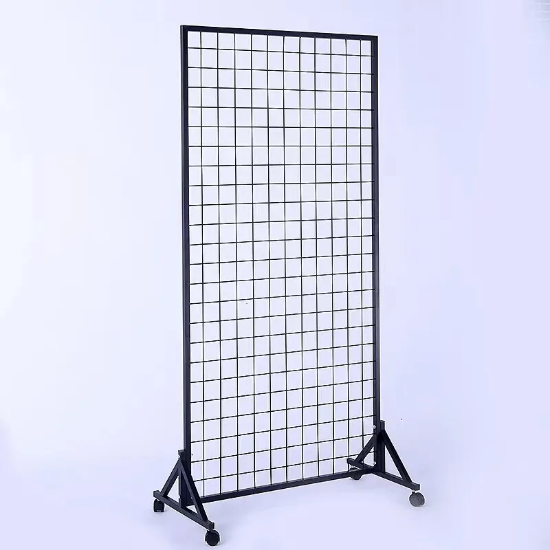 Rolling Metal Grid Display Stand with Wheels for Kids Art Classroom Storage & Exhibition