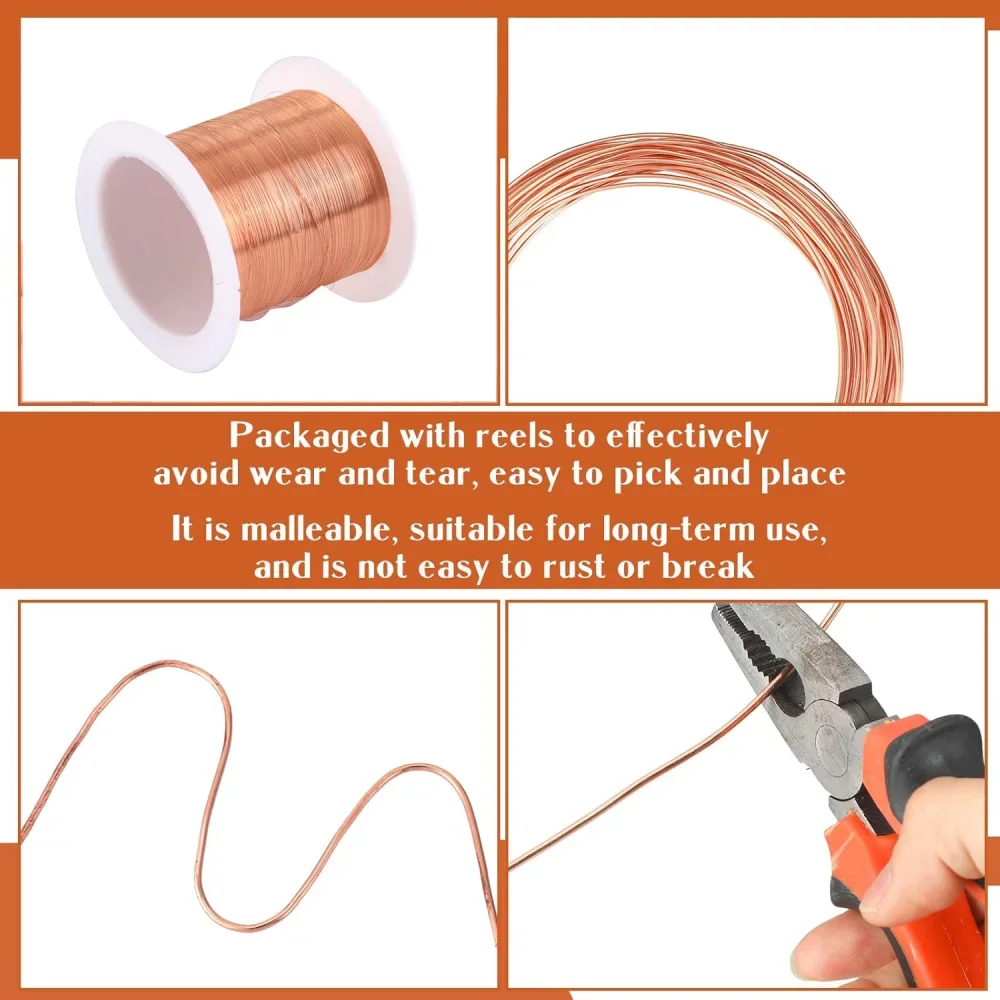 1pcs 50g Enameled Wire, Copper Coil, Conductive Copper Wire, Ultra-Fine Cable, Copper Wire, 0.1mm~1.5mm Specification