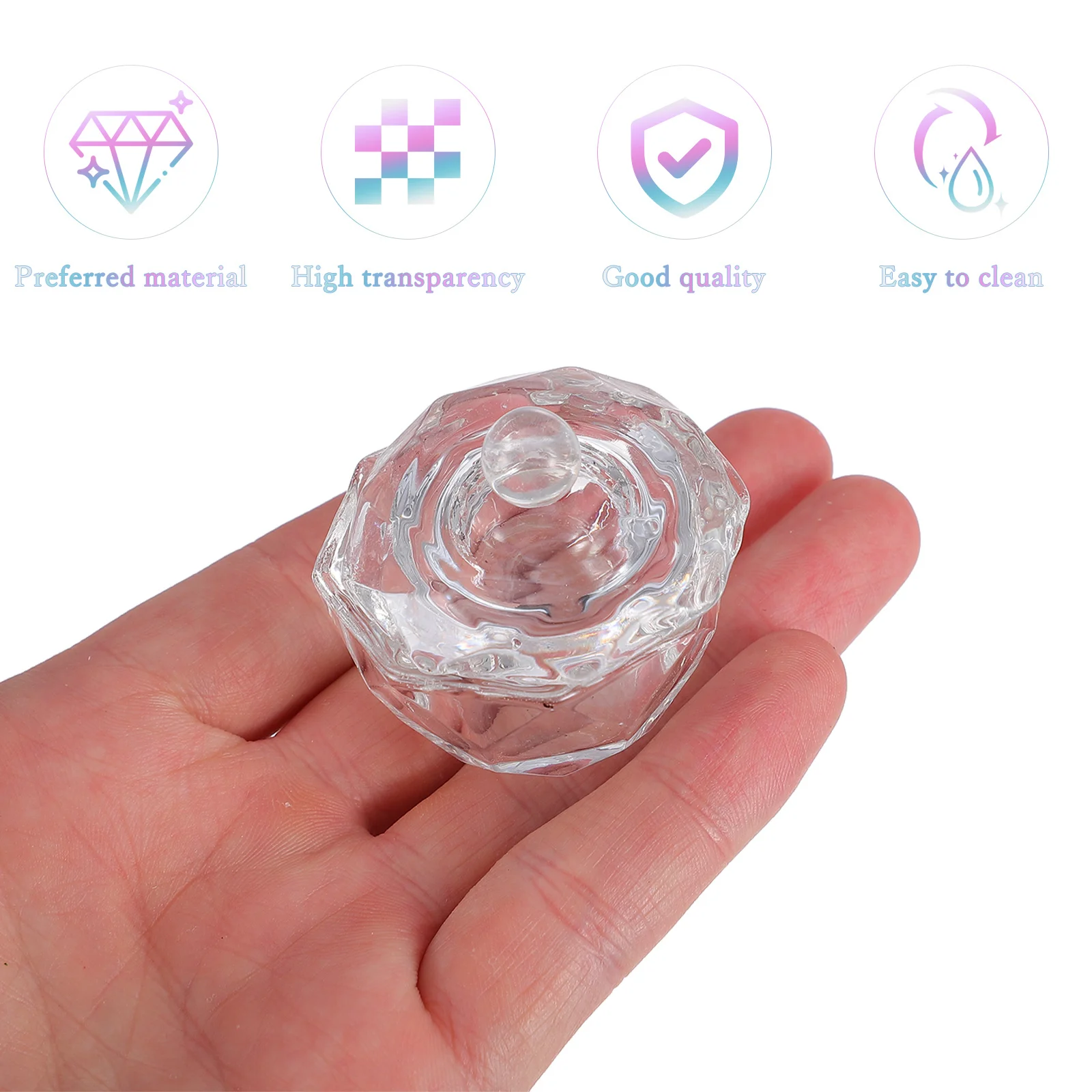 2pcs Crystal Cup Mini Acrylic Liquid Powder Container For Manicure Tools Kit Nail Art Work Acrylic Liquid Container Portable