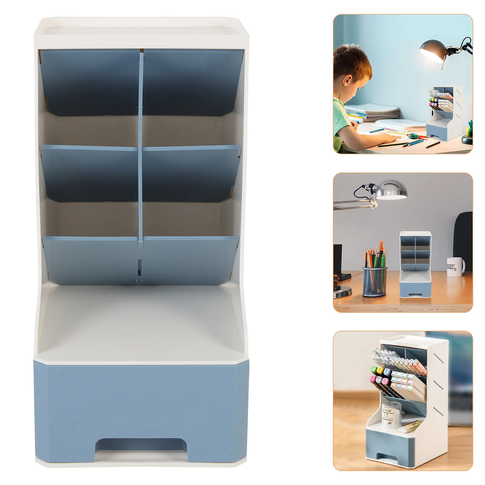 

Наклонный пенал-органайзер для ручек и кистей, настольный, с выдвижным ящиком, из безопасных материалов, многофункциональный, для хранения канцелярских принадлежностей и косметики