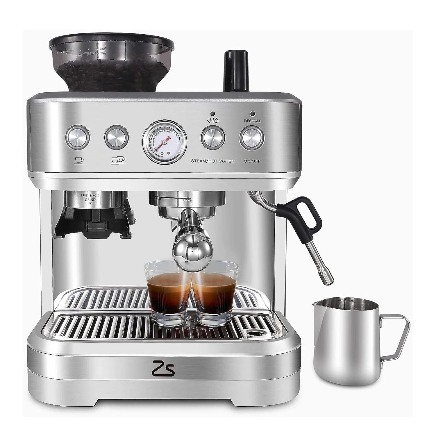 Machine à expresso avec mousseur à lait et broyeur, Machine à café expresso automatique de 15 bars, cafetière tout-en-un