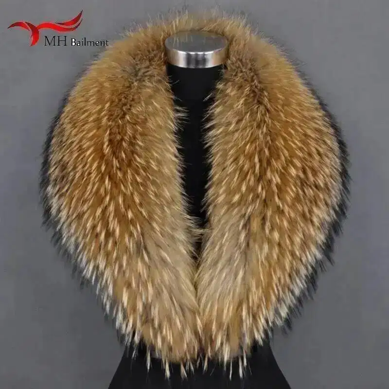 Real Raccoon Fur Scarves Woman 100% Pure Natural Raccoon Fur Collar Warm Winter Scarves Red Fox Fur Collar M8