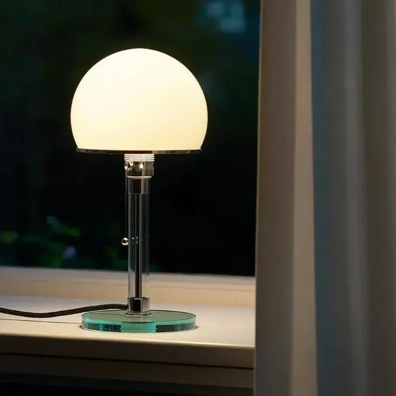 

Nordic Bauhaus Designer Table Lamps LED Bedroom Office Study Restaurant Bedside Living Room Unique Atmosphere Glass Desk Lights