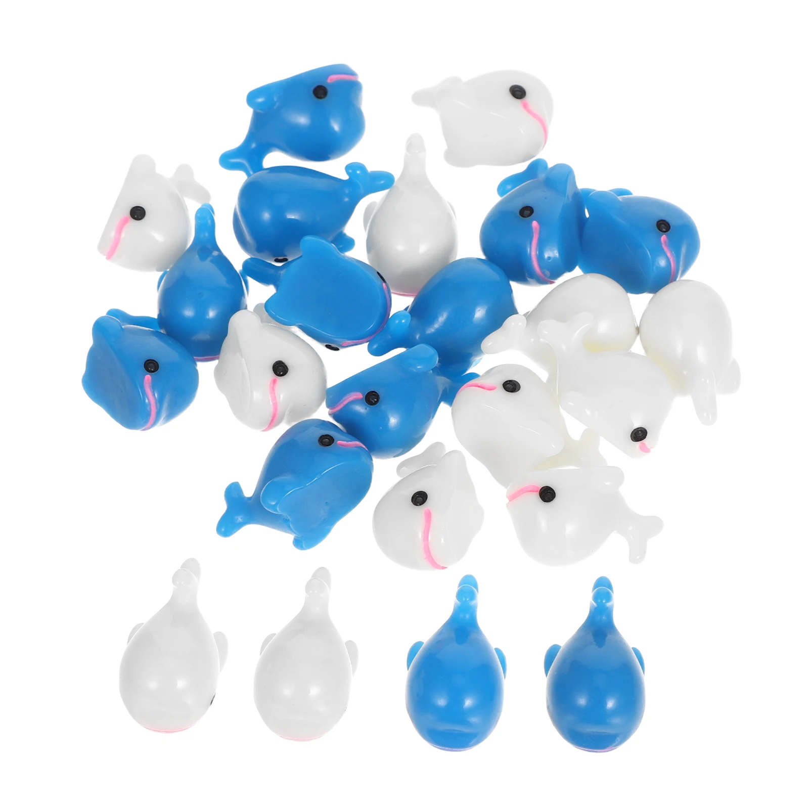 

24pcs Dolphin Statues White Blue Resin Tiny Figurines Micro Landscaping Ornaments Home Garden Decor Gifts Hawaiian Animal