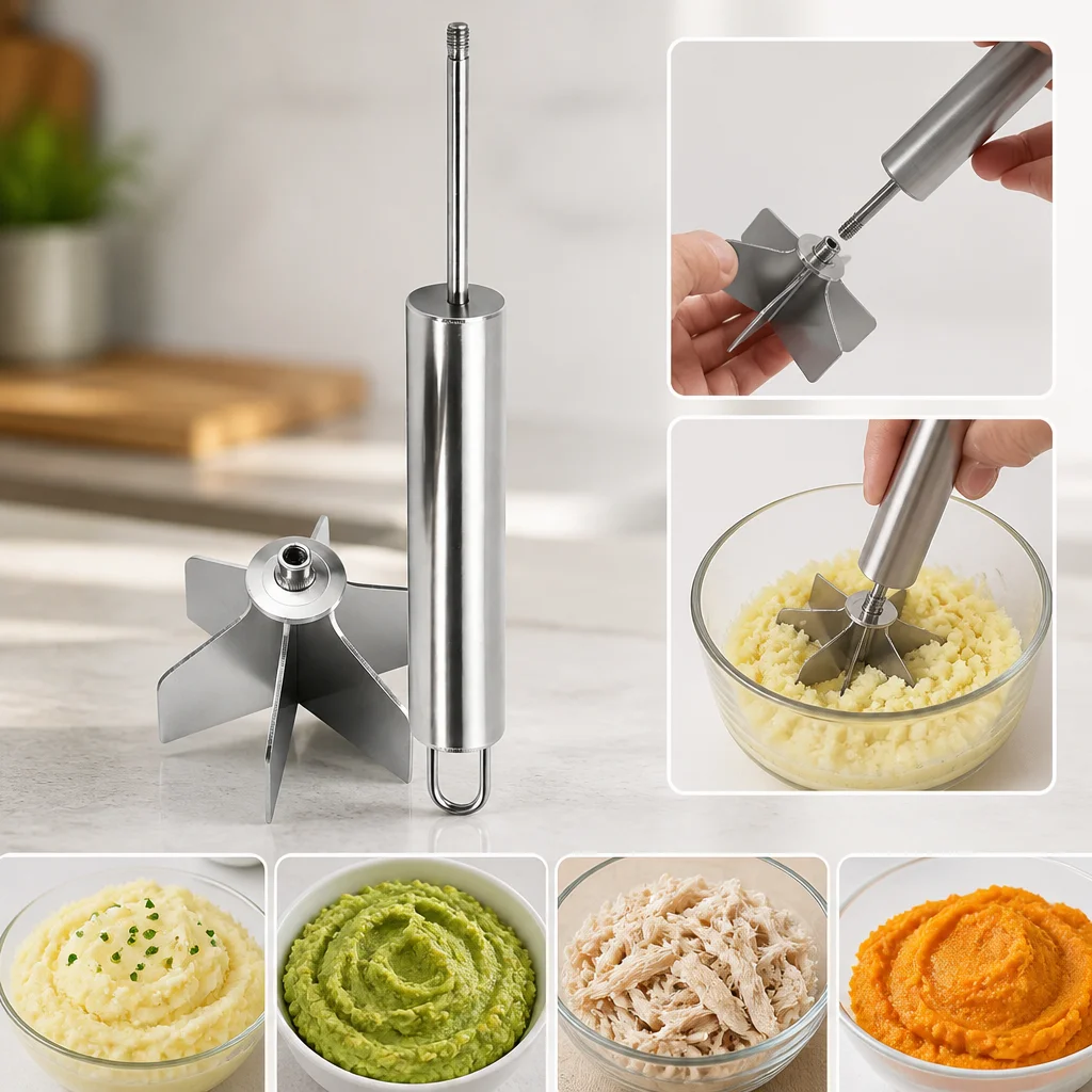 Detachable Manual Blender Durable 304 Stainless Steel Food Grinder For Meat Vegetable Fruit Multi Functional Food Crusher