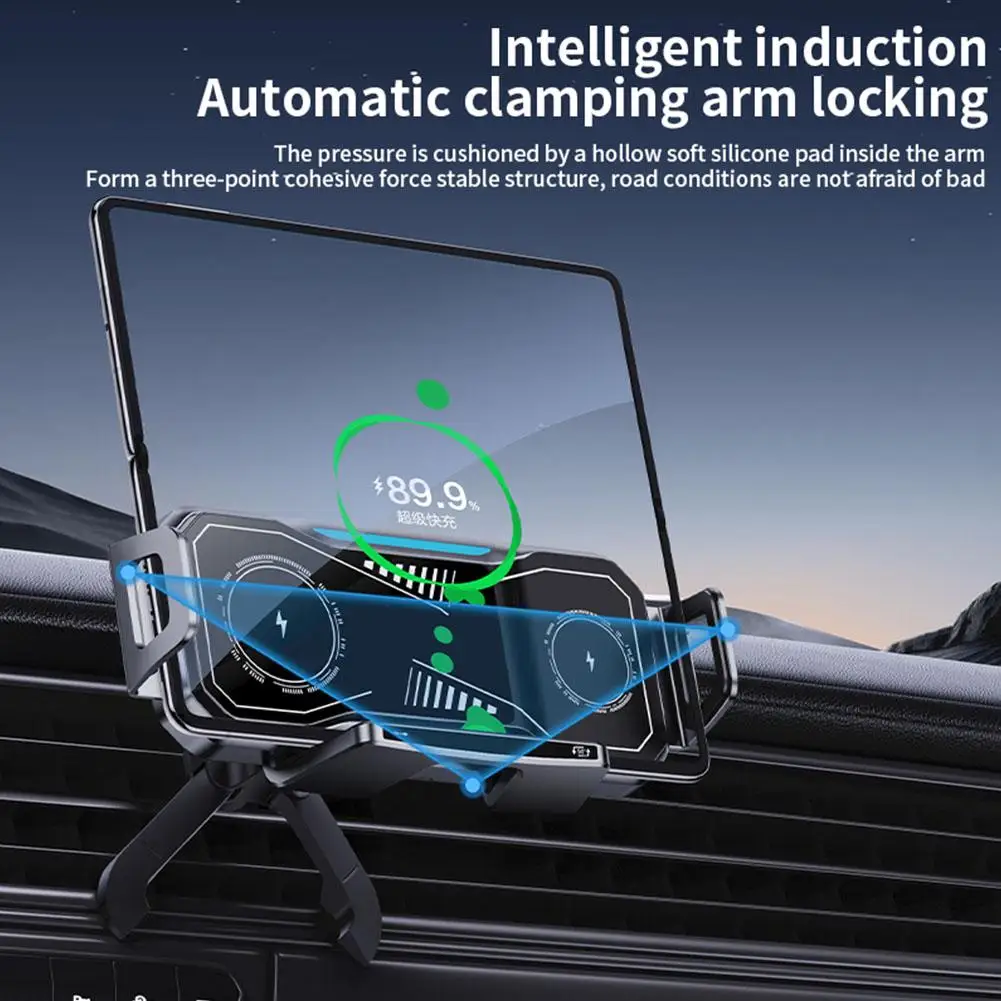 

Car Wireless Charger Dual Coil Fold Screen Phone Fast Charging For Z Fold 5 6 Flip 3 4 Air Vent Car Phone Ho F2t9