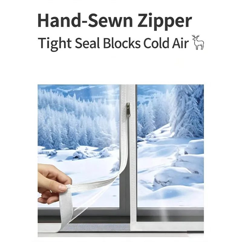 Winter Windproof PVC Window Film, High-definition Zipper Insulation Cover, Household Window Non Drilled Insulation Window Cover