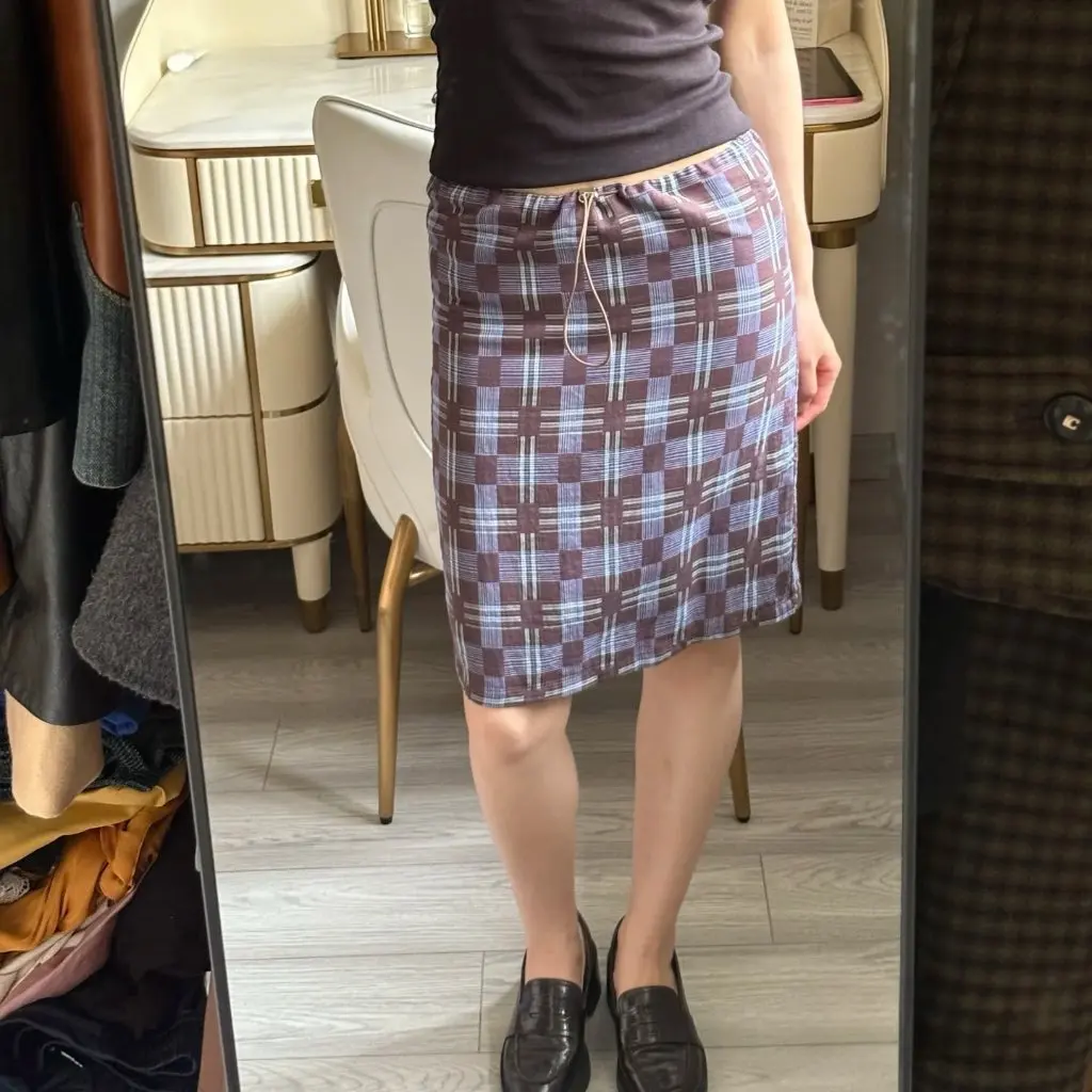 

Women's 100% Cotton Contrast Color Plaid Straight Skirt Tube Top Variety Wear Casual Fashion Skirt 5321