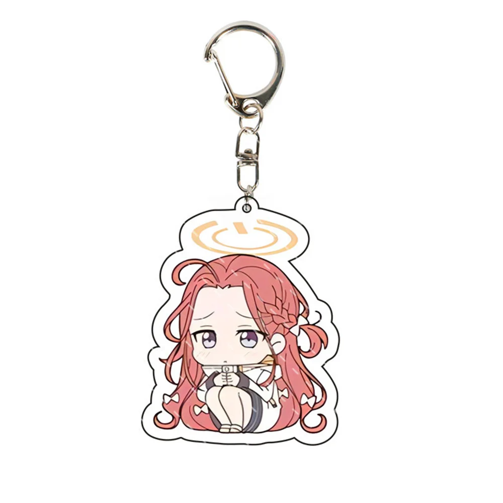 Blue Archive Anime Acrylic Figures Keychain Cartoon Cute Takanashi Hoshino Bag Pendant Chaveio Women Car Keyrings for Fans Gifts