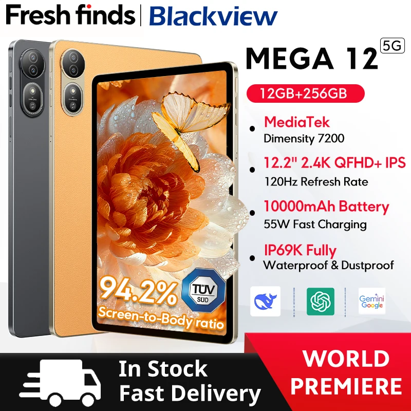 【World premiere】Blackview MEGA 12 Tablet 5G 12.2" 2.4K 120Hz