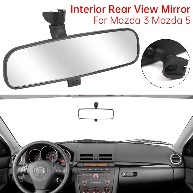 Car Interior Rear View Mirror Black‑19 For Mazda 3 2004‑2006 Mazda 5 2006‑2007 Replacement Part DG8069220A BP4K-69-220