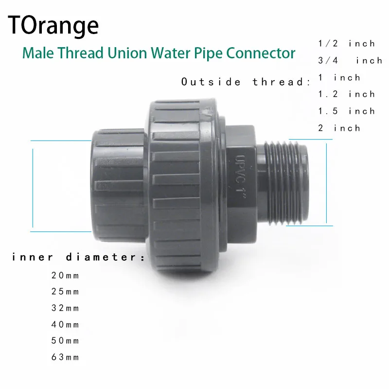 

Male Thread Union Water Pipe Connector Plastic Tube Adapter Garden Irrigation Fittings 1 Pcs