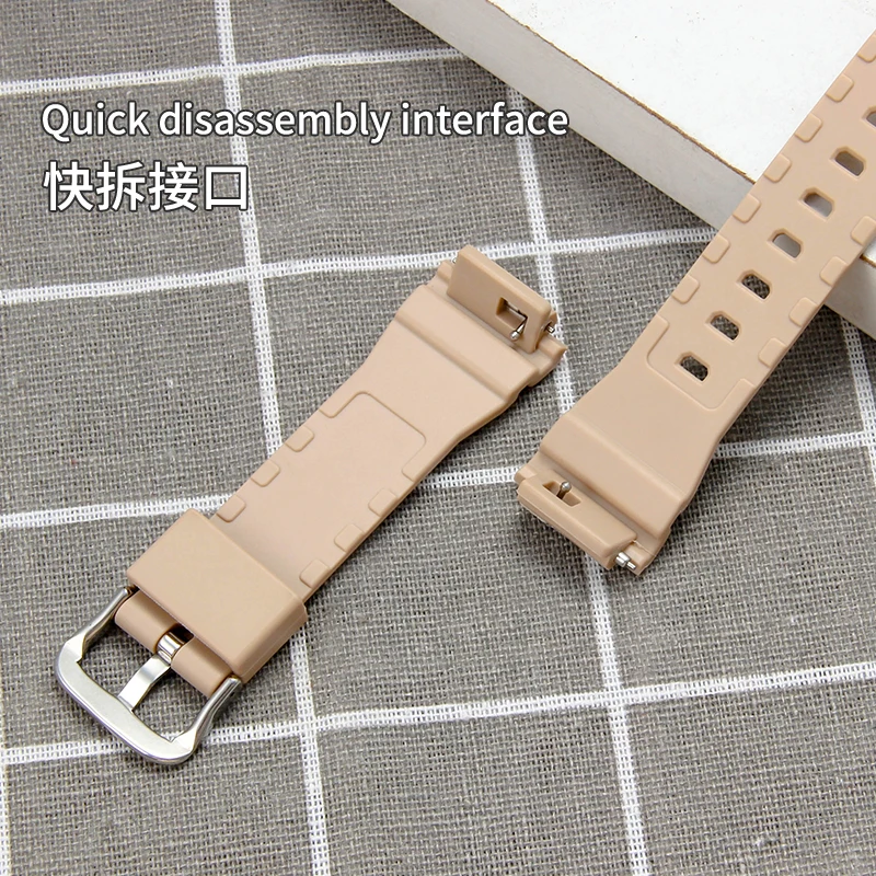 مقاوم للماء دائم الراتنج حزام ساعة اليد كاكي أسود أخضر أبيض 16 مللي متر ل كاسيو المثمن GM-S2100 حزام الساعات الصلبة دبوس فولاذي مشبك #5