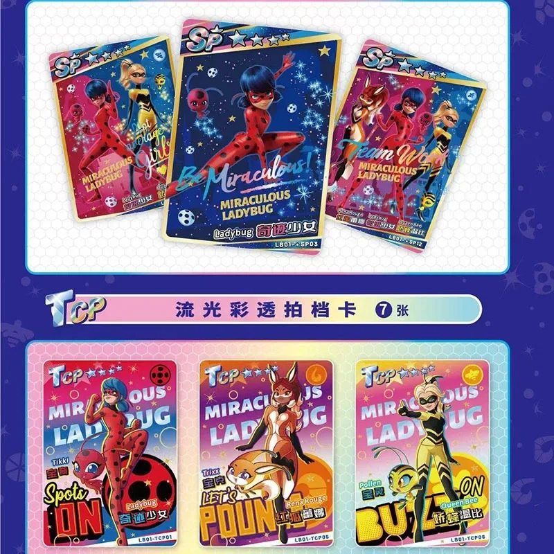 New Genuine Miraculous Ladybug Miracle Collection Edition Card Box Cartoon Figure Super Hero Rare SSP TCP CP Cards Girl Toy Gift