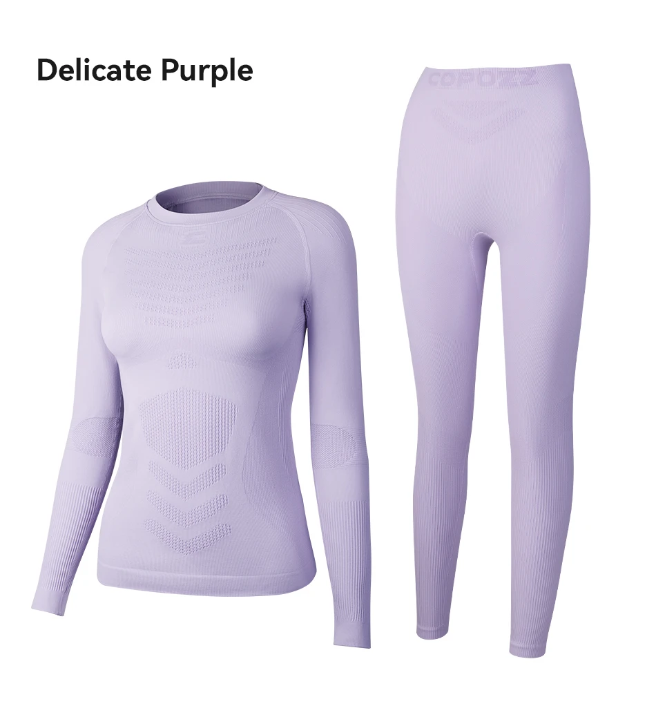 COPOZZ Nahtloses Ski-Thermo-Unterwäsche-Set für Damen und Herren, hochelastisch, Rundhalsausschnitt, schnell trocknend, feuchtigkeitsableitend, Sport-Baselayer, lange Unterhose – Detail 30