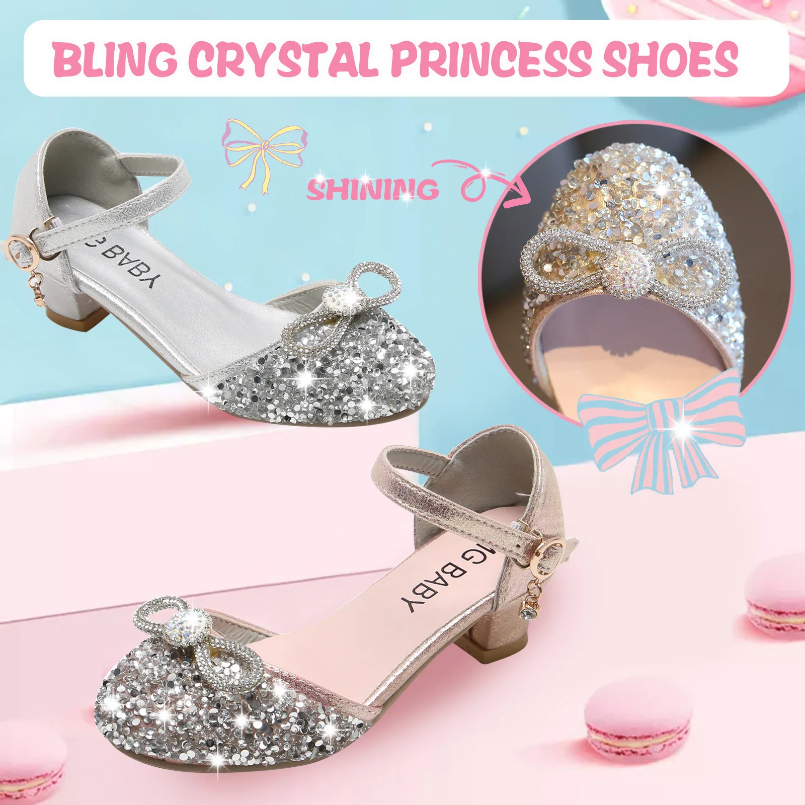 Girls Bling Toddler Princess Kid Dance Shoes Bowknot Sandals Crystal Baby Little Girl Shoes Size 12 Baby Shoes for Walking Girls