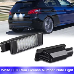 6000K White LED Rear Tail License Number Plate Lights For Peugeot 207 CC 308 II Hatchback T9 2008 208 3008 Citroen C3 III C4 C5