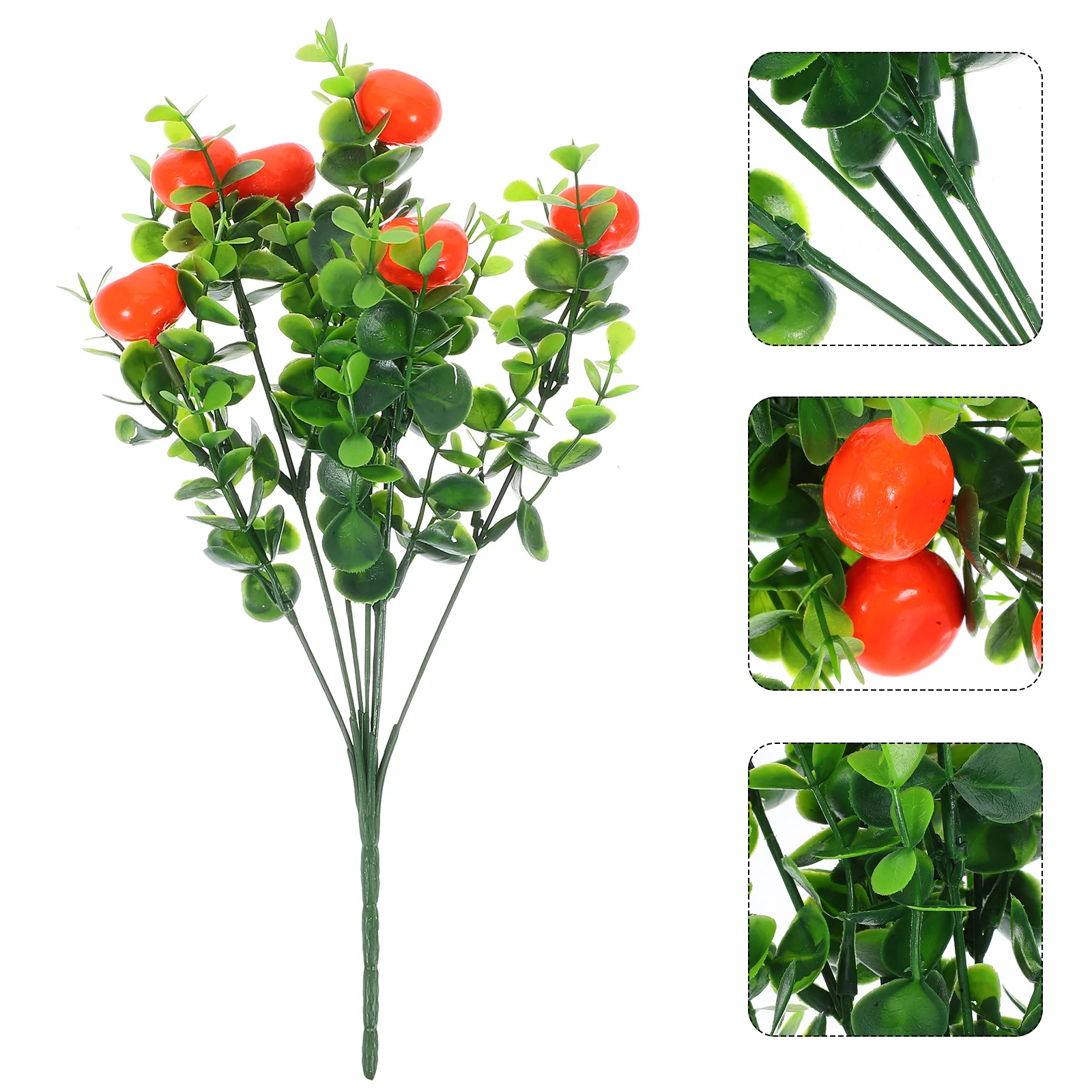 

8pcs Faux Branches With Fruits Artificial Greenery Branches Table Centerpiece Fake Bunches Vase Filling Orange Plastic