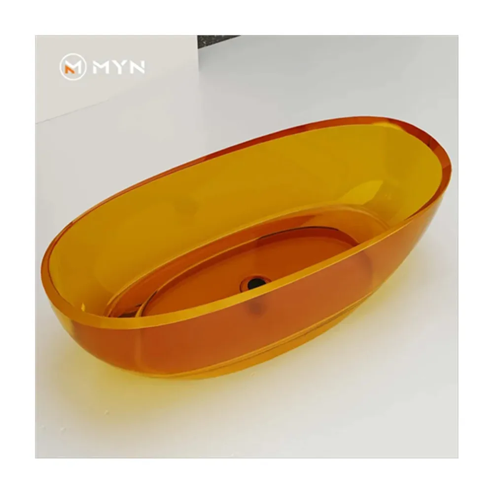 Transparent Bathroom Independent Bathtub Customized Resin Stone Solid Surface Bathtub
