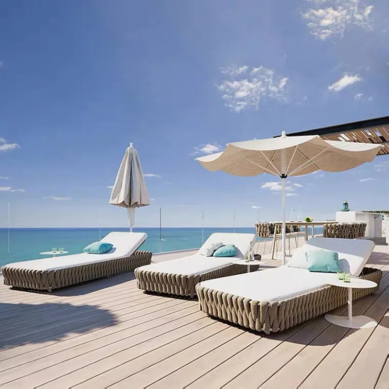 Outdoor villa lounge chair, courtyard garden, aluminum alloy, hotel and guesthouse lounge bed, beach, pool, trendy furniture, so