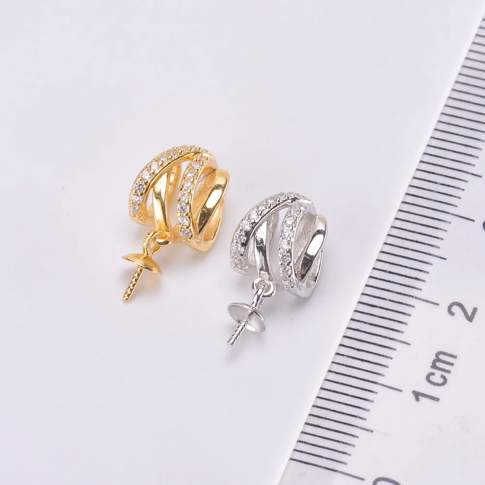 

3pcs DIY Pearl Accessories 925 Silver Pendant Air Holder Natural Pearl Necklace Pendant Fashion Support 8-11mm Oval