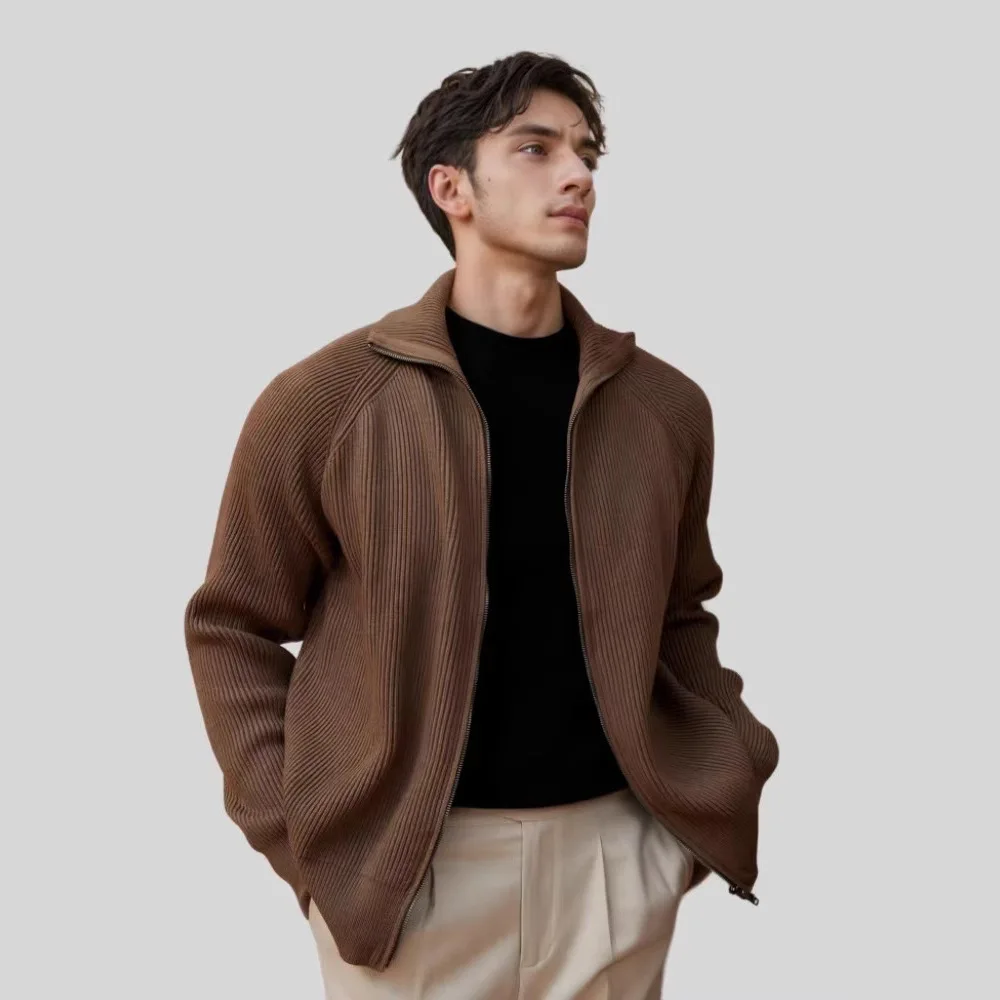 Cardigan lavorato a maglia con cerniera da uomo Maglieria semplice e accogliente Bello maturo Smart Casual Quotidiano High Street All-match Morbido Muжentangе Кардига✪