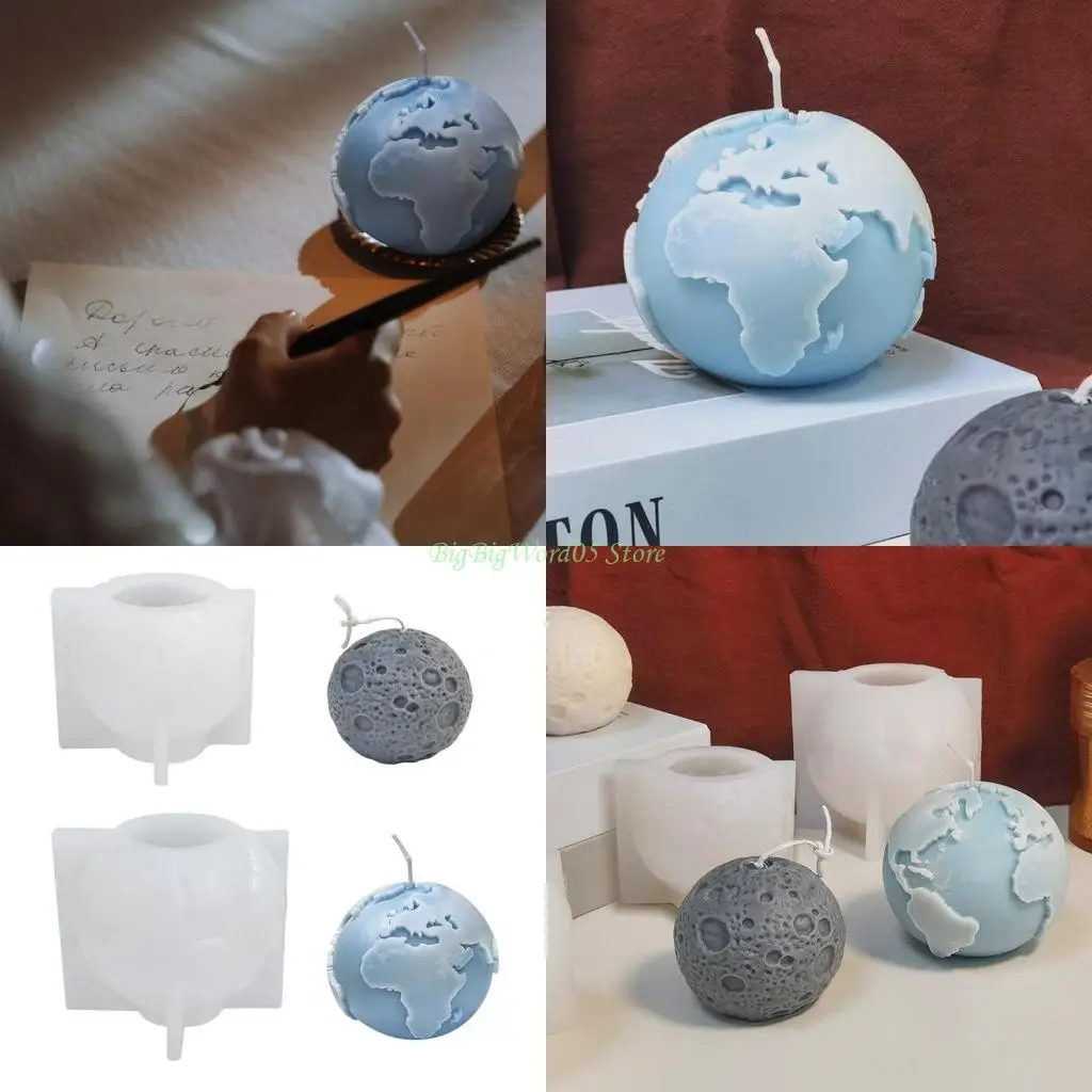 

24TE Silicone Mold, Handmade Moon/Earth Shaped Epoxy Gypsum Mould Home Decor for DIY Handcrafts Making